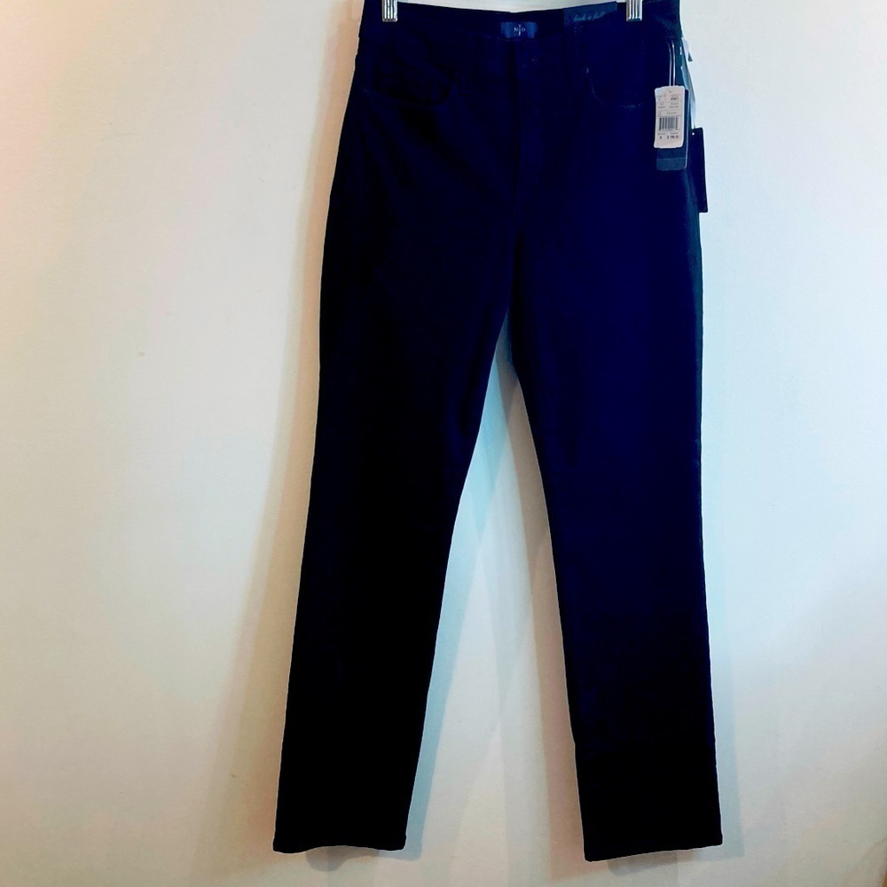 NYDJ Sz 6 Reg Straight High Rise Lift Tuck Technology Black Jeans NEW